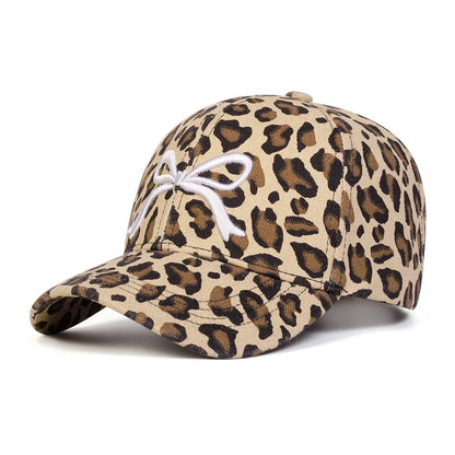 Casual Leopard Print Baseball Cap Butterfly Adjustable