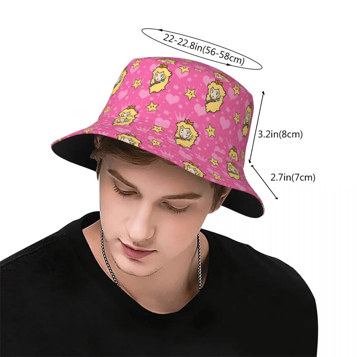 Street Princess Peach Lovely Bucket Hat Girl Outdoor Sports M-Mariod Fisherman Cap