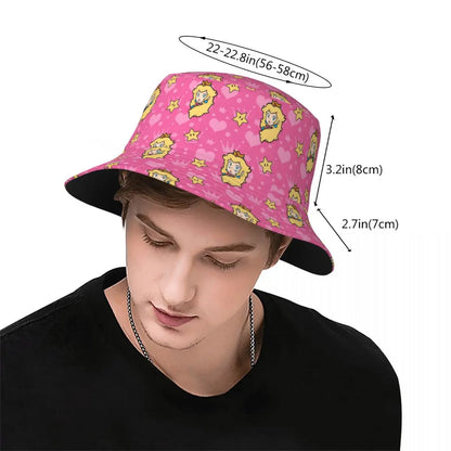 Street Princess Peach Lovely Bucket Hat Girl Outdoor Sports M-Mariod Fisherman Cap