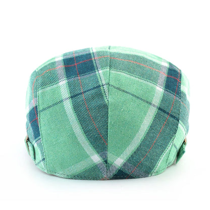 Vintage Plaid Berets Men Autumn Streetwear Peaked Cap