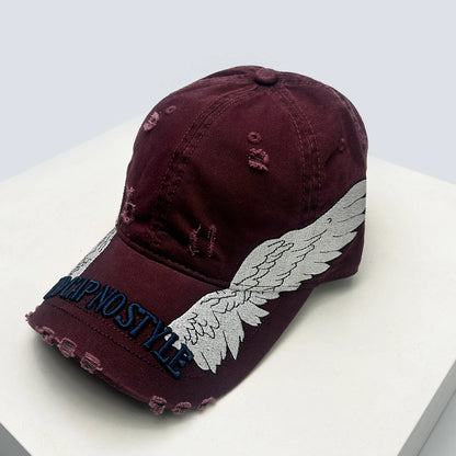 Embroidered Letters Dual-Bladed Angel Wings Baseball Hats