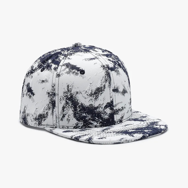 Splatter Print Flat Brim Baseball Cap Adjustable Sun Protection Breathable Outdoor Street Hip Hop Casual Unisex
