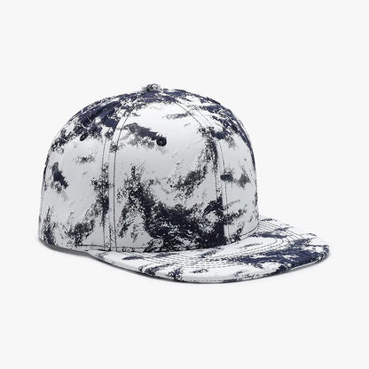 Splatter Print Flat Brim Baseball Cap Adjustable Sun Protection Breathable Outdoor Street Hip Hop Casual Unisex