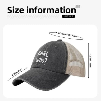 Karl Who Print Summer Mesh Back Baseball Cap