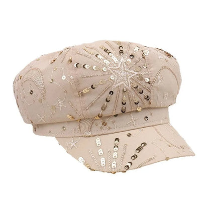 Spring Summer Mesh Sequin Octagonal Hat