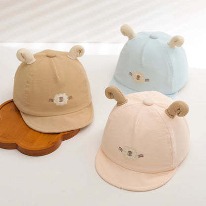 Spiral Sheep Horn Cloud Small Lamb Embroidery Baseball Cap Suitable Great For Daily Outings With Kids