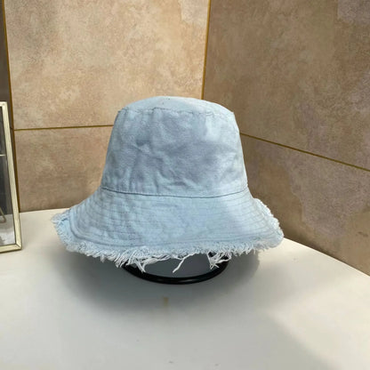 Cotton Fringed Fisherman Cap Soft Aluminum Wire Shape Water Wash Hat