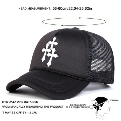 Unisex Cross Embroidery Baseball Net Caps Spring And Summer