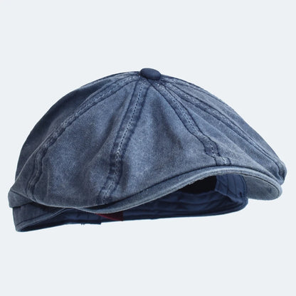 Washed Cotton Newsboy Cap Peaky Octagonal Hat Vintage Casual Cap