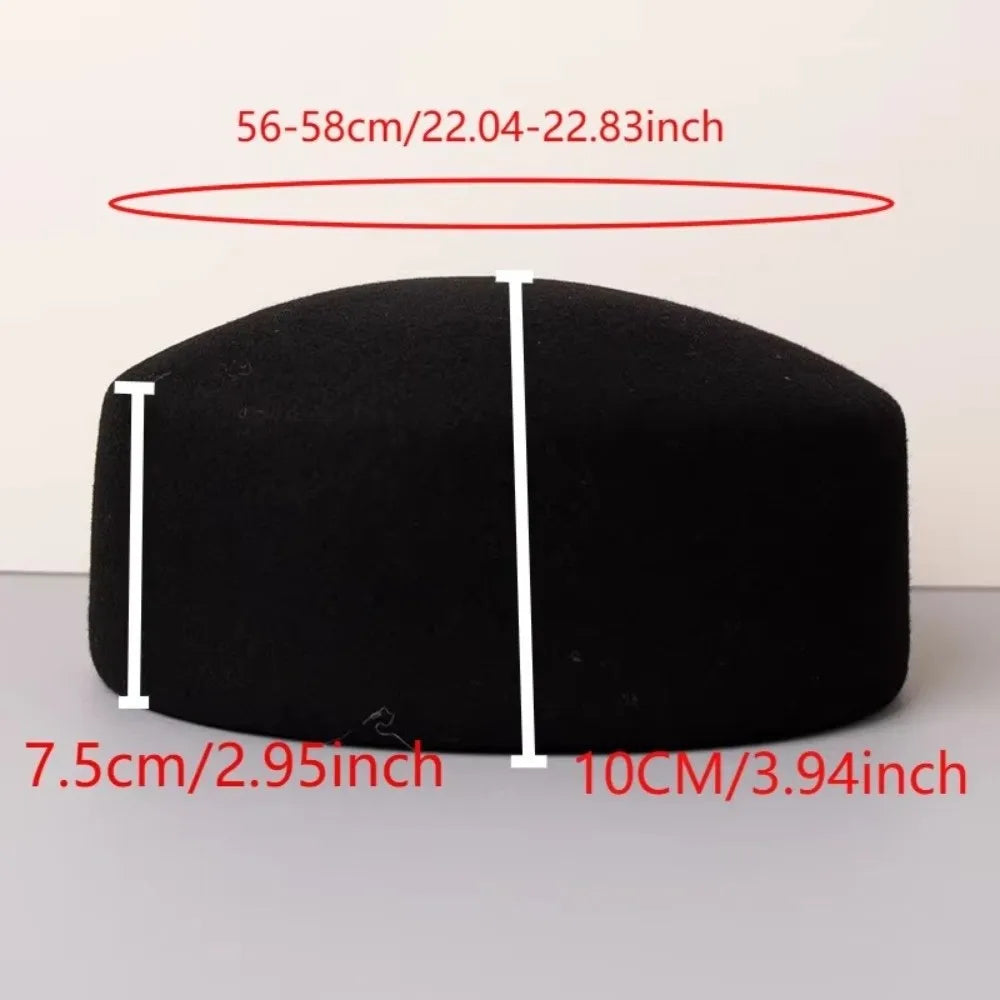 Fashion 100% Wool Top Hat Hard Top Flat Elegant Fedoras Hats