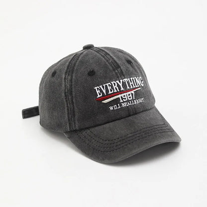 Retro Letter Embroidery Baseball Cap Children Washed Cotton Hat Korean Solid Color Kids Boy Girl Peaked Caps