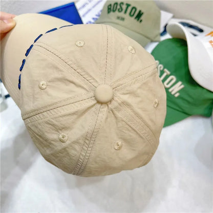 Quick Drying Children Baseball Cap Summer Sun Hat Adjustable Letter Embroidered Hat For Boys Girls