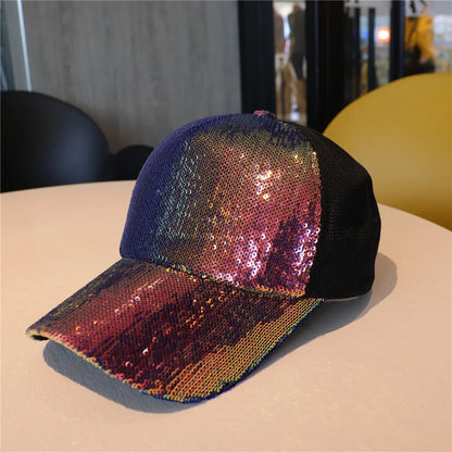 New Four Seasons Mesh Sequined Hat Female Breathable Sun Visor