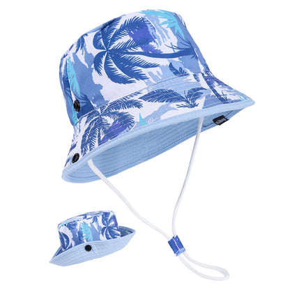 Panama Summer Children Bucket Hat Cartoon Baby Beach Foldable Brim Hat Kids