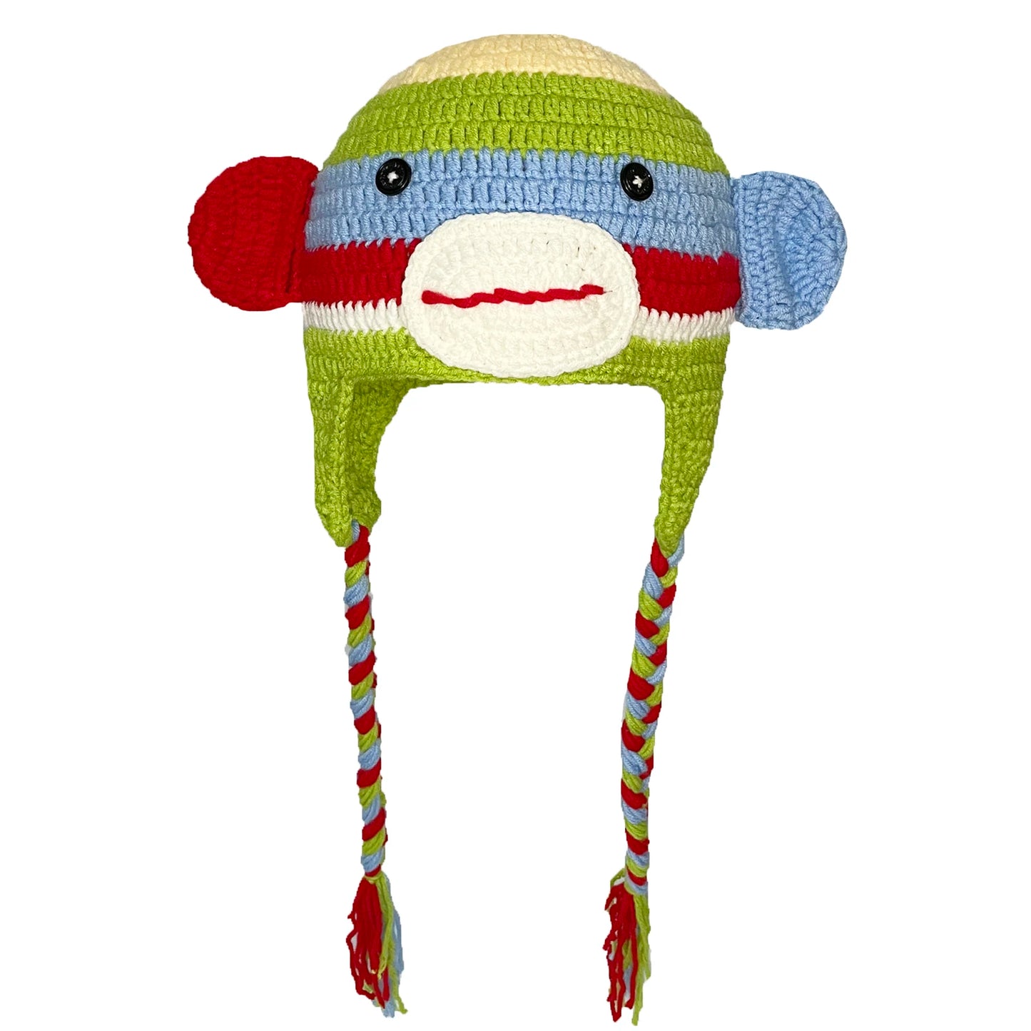 Colorful Monkey Handmade Knit Beanie Winter Warm Kids Cute Big Ears Hat