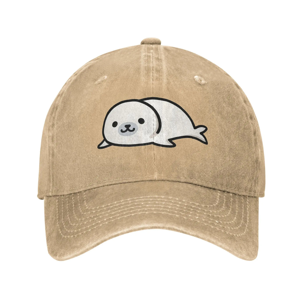 Seal Denim Fabric Cap Casual Baseball Caps Adjustable Hat