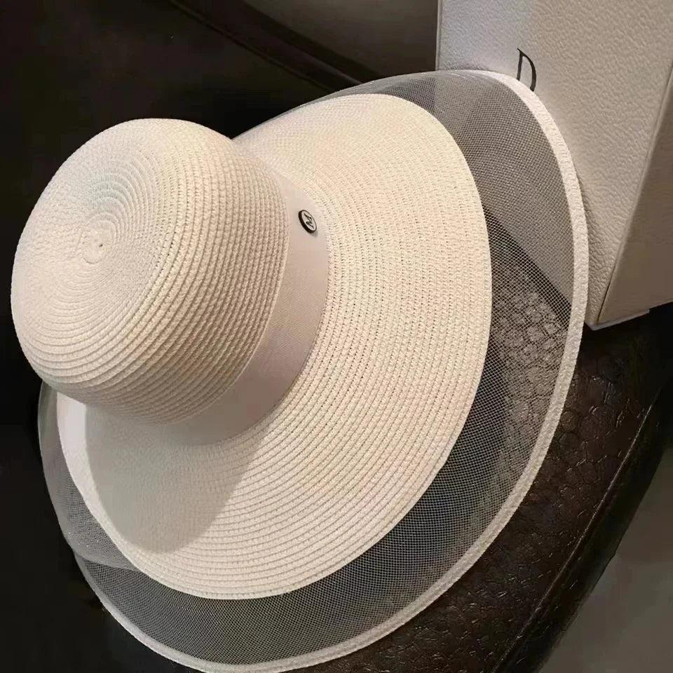 Women's Veil Mesh Sun Hat UPF 50+ Large Cloth Edge Sun Hat