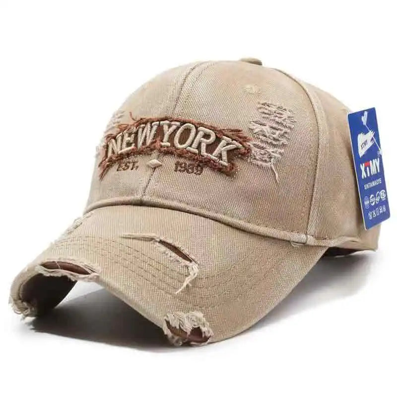 Unisex Vintage Washed Ripped Denim Baseball Cap