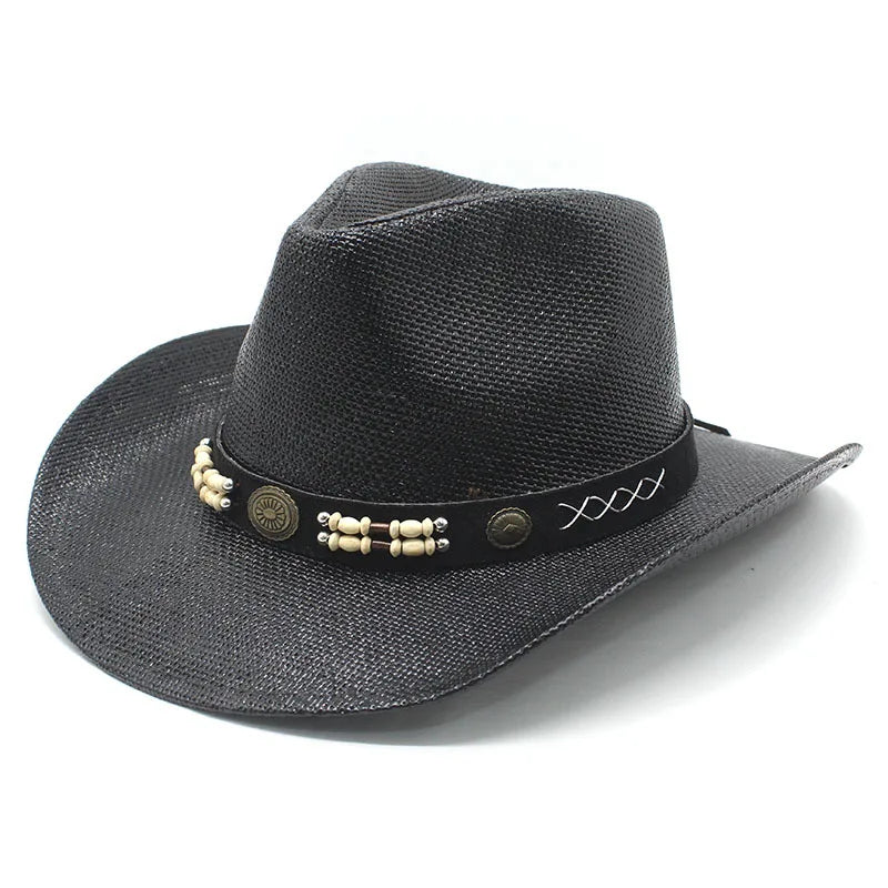 Western Spring Summer Men Women Ethnic Style Rigid Cowboy Straw Hat
