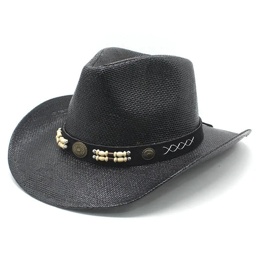 Western Spring Summer Men Women Ethnic Style Rigid Cowboy Straw Hat