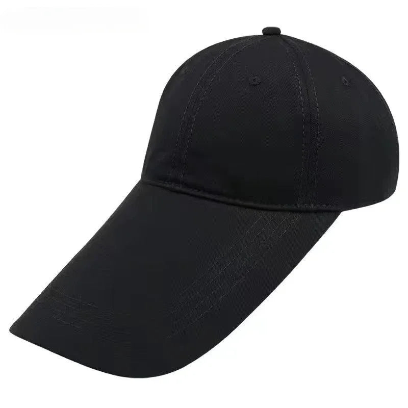 Unisex Baseball Caps 14.5cm Visor Long Brim Solid Shade Sun Hat
