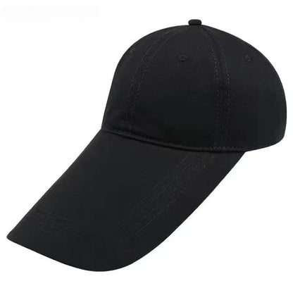 Unisex Baseball Caps 14.5cm Visor Long Brim Solid Shade Sun Hat