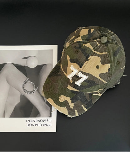 American Camouflage No. 77 Patch Letter Embroidered Baseball Cap