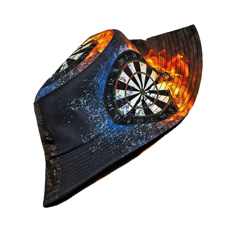 Dart Board Printing Bucket Hat Bow And Arrow Pattern Fisherman Hats Double Sides Reversible Panama Cap Caps For Men And Woman