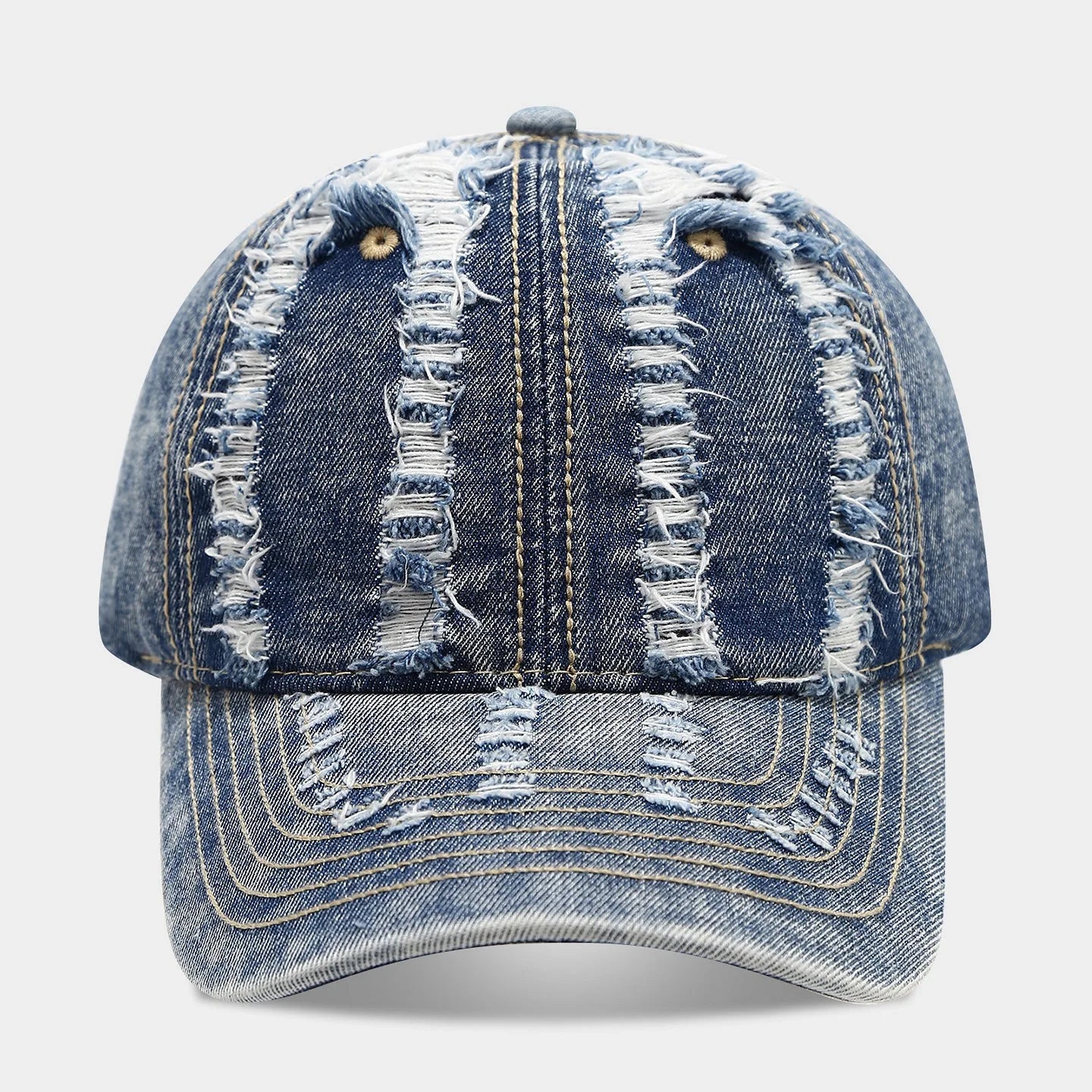 Stylish Distressed Washed Denim Baseball Cap Women Men