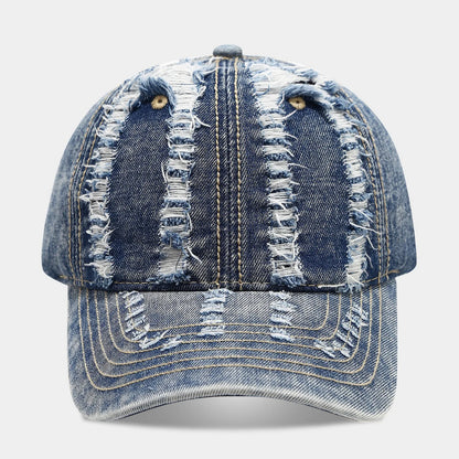 Stylish Distressed Washed Denim Baseball Cap Women Men