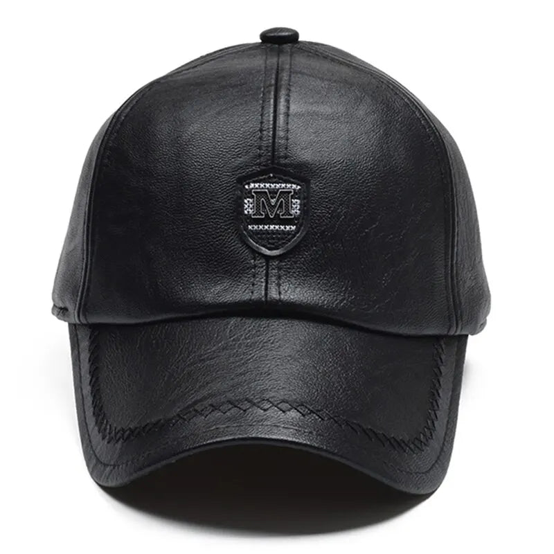 M Label Pu Leather Baseball Caps Spring And Autumn