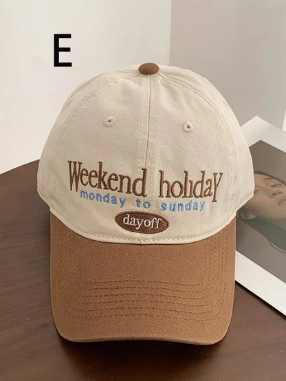 Unisex All season Fashionable Pure Cotton Retro Letter WEEKEND HOLIDAY Baseball Cap