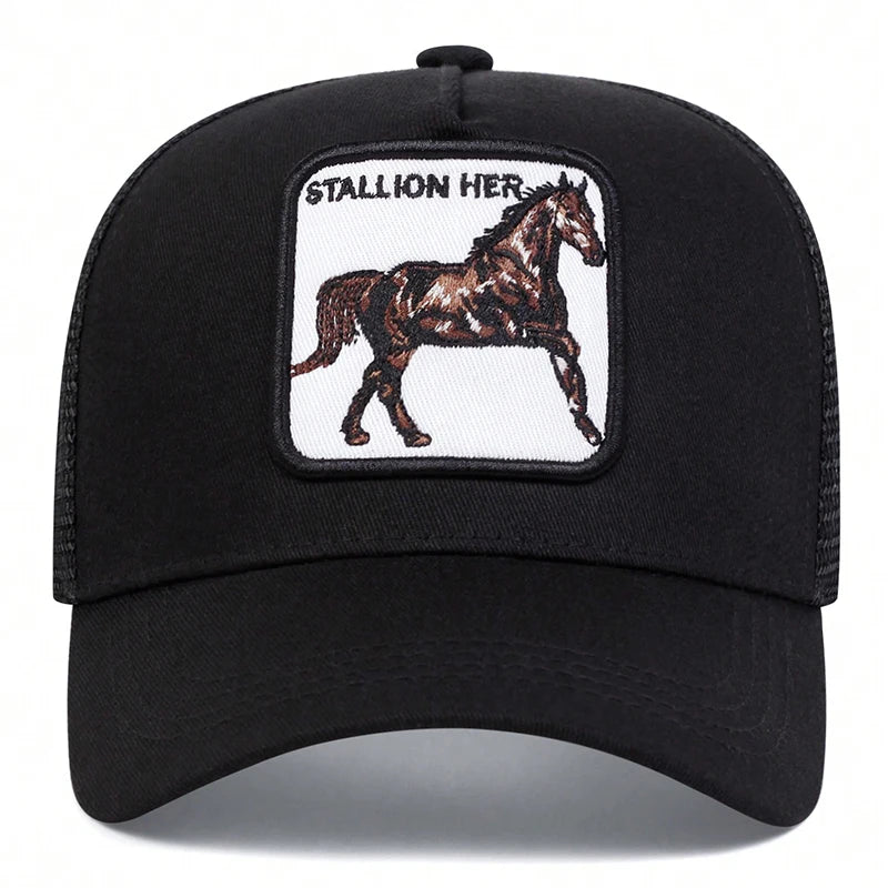 Unisex Horse Stallion Her Embroidery Embroidery Baseball Net Caps Spring and Summer