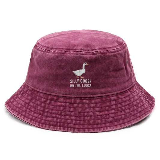 Silly Goose Washed Cotton Bucket Hat for Men Women Vintage