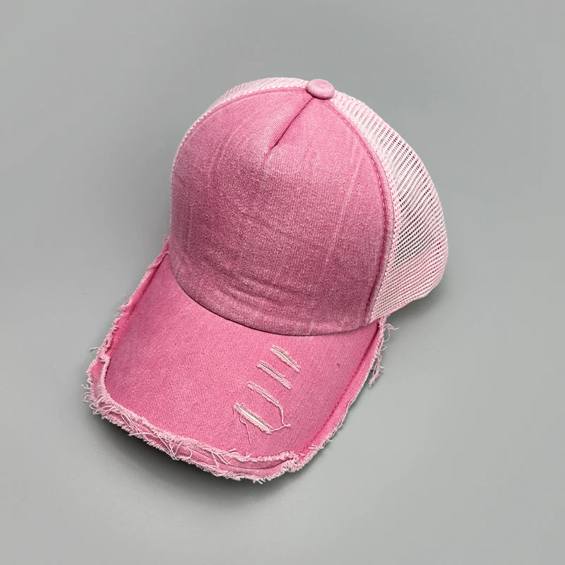 Mesh Solid Rotten Edged Baseball Hats