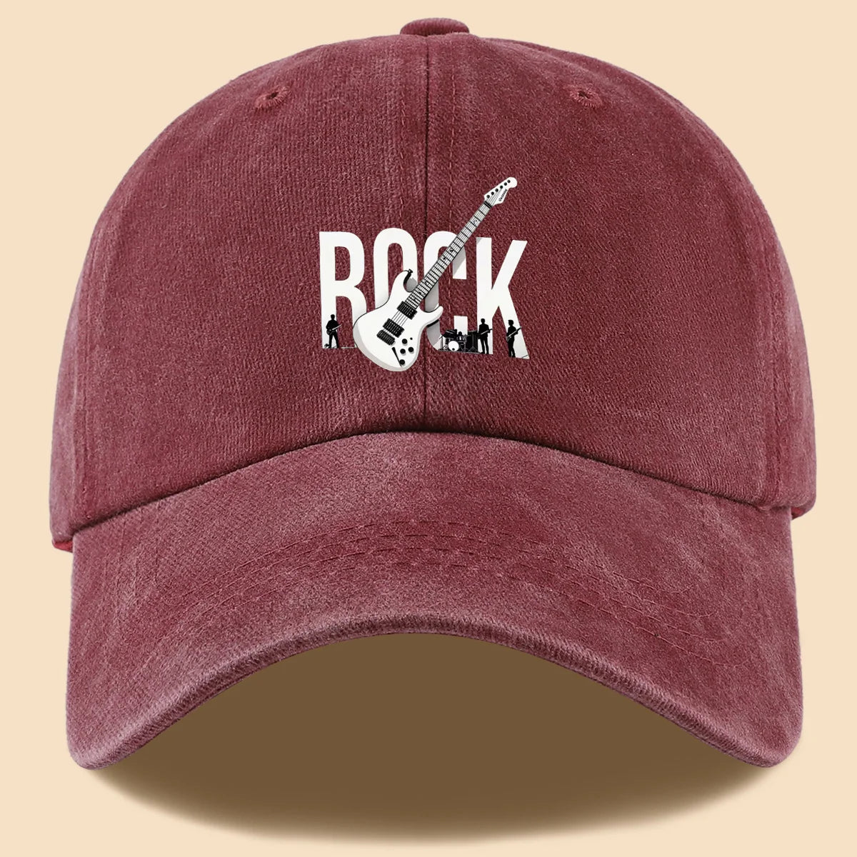Rock Theme Electric Guitar Print Baseball Cap