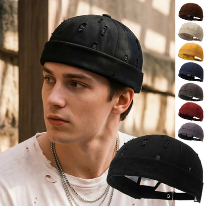 Washed Cotton Destroyed Ripped Docker Cap