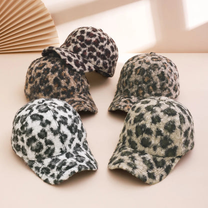 Fashionable And Trendy Teddy Roll Leopard Print Baseball Cap