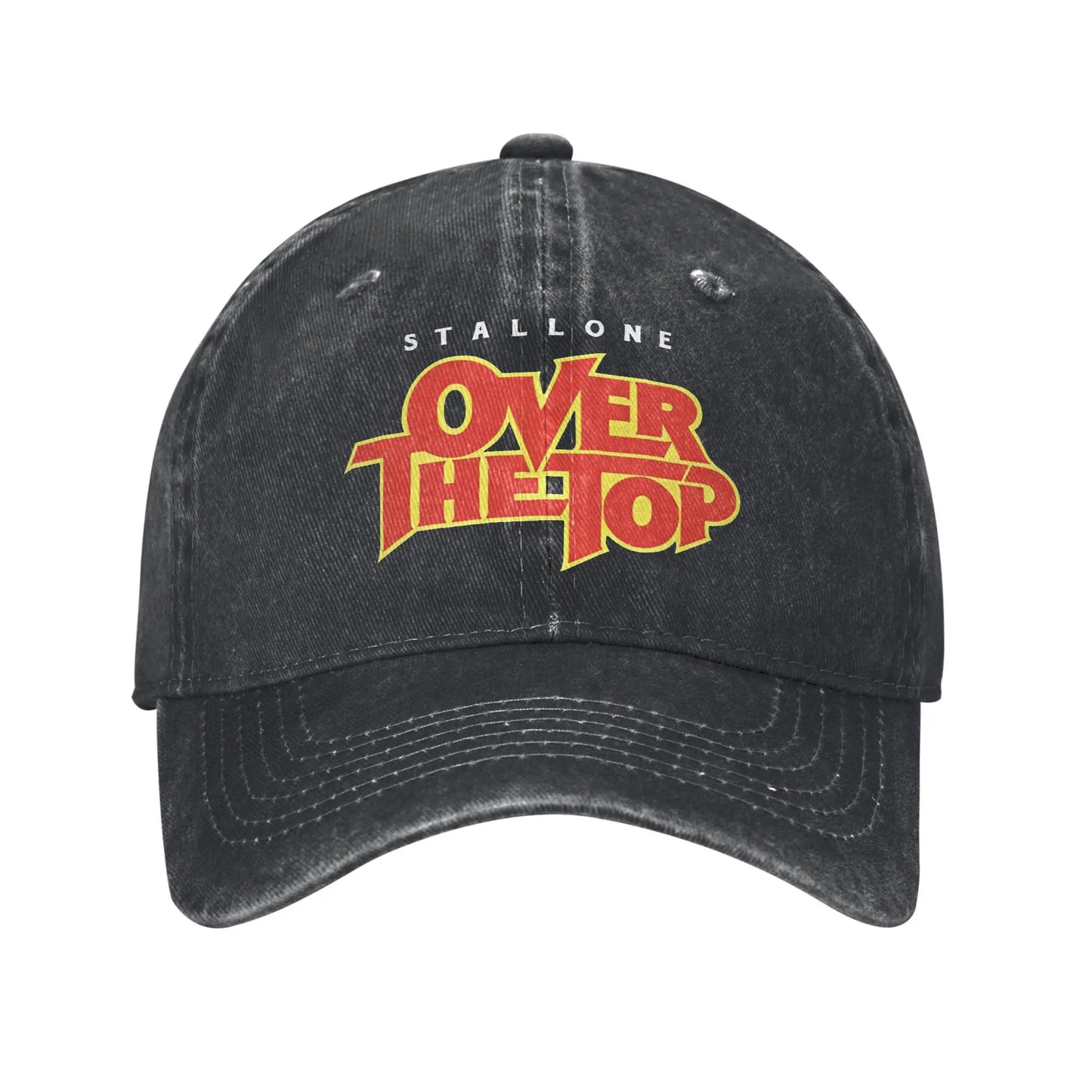 Over The Top Logo Movie Baseball Cap Lincoln Hawk Distressed Denim Washed Hat