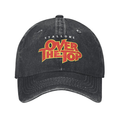 Over The Top Logo Movie Baseball Cap Lincoln Hawk Distressed Denim Washed Hat