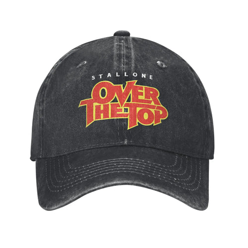 Over The Top Logo Movie Baseball Cap Lincoln Hawk Distressed Denim Washed Hat