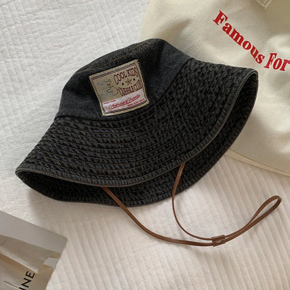 Retro Washed Denim Fishing Cap Women's Large Brim Sunshade Hat