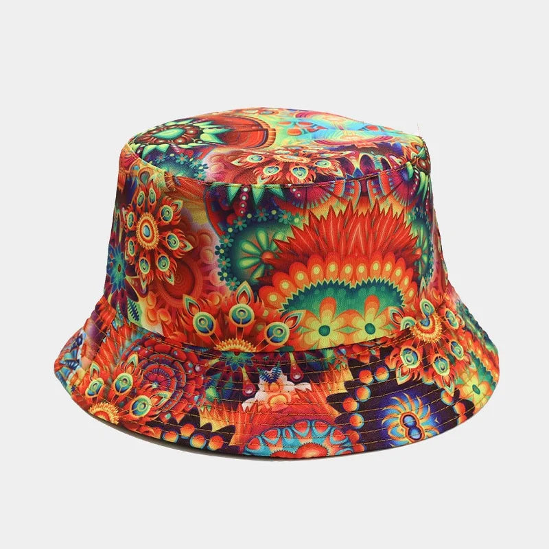 Unisex Panama Bucket Hats Ethnic Style Pattern Fisherman Cap For Men And Women