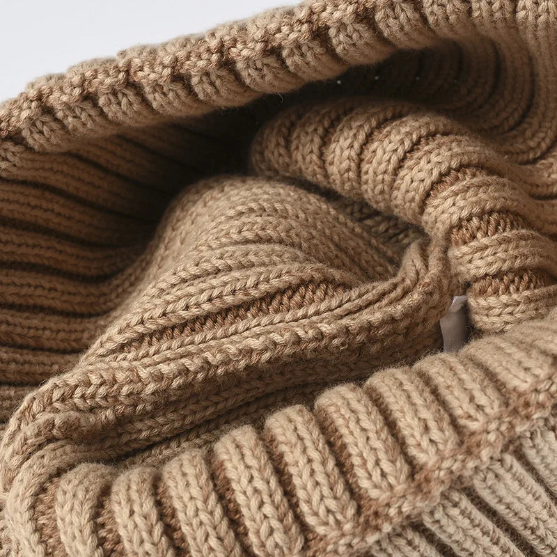 Men's Women Big Head Winter Brimless Head Wrapped Cotton Knit Cap