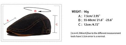 New Patchwork Brown Brim Denim Flat Hat Retro Men And Women