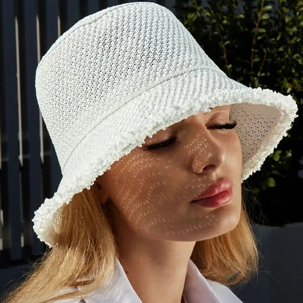 Summer Straw Hat Women Sun Protection Bucket Hat