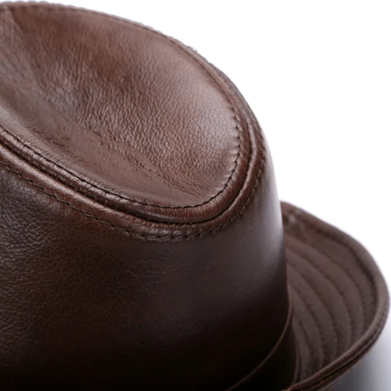 2026 Autumn Men Real Genuine Cowhide Leather Top Hats