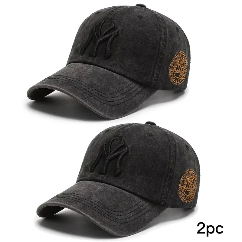 Soft Top Washed Distressed Baseball Cap Fashion Casual Men's