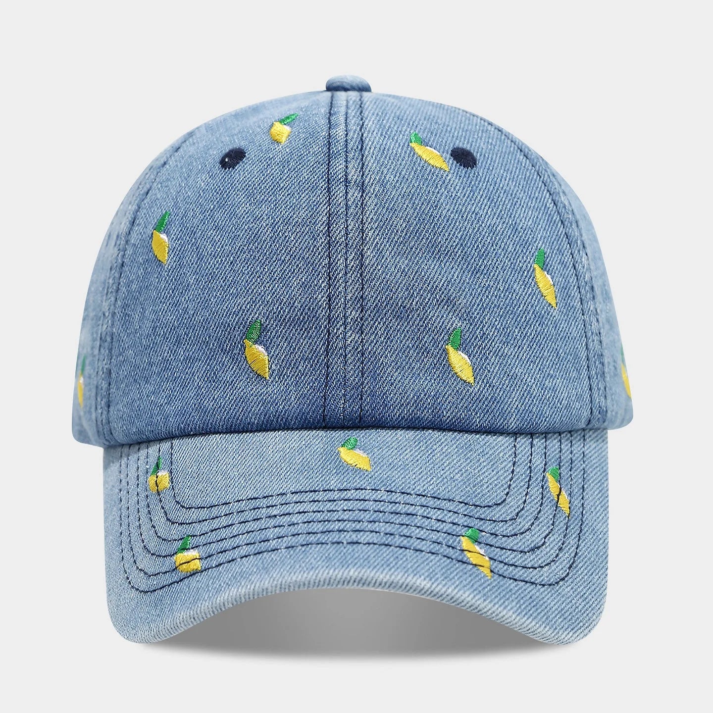 Fruit Women's And Men's Retro Embroidered Cherry Denim Cap Sun Hats