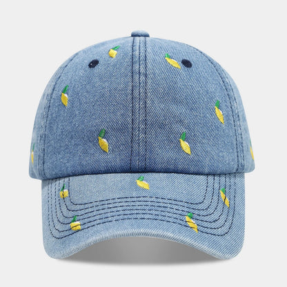 Fruit Women's And Men's Retro Embroidered Cherry Denim Cap Sun Hats